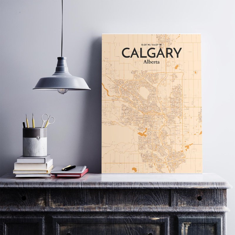 «Calgary City Map», impression rétro, H 27,6 po x l 19,7 po