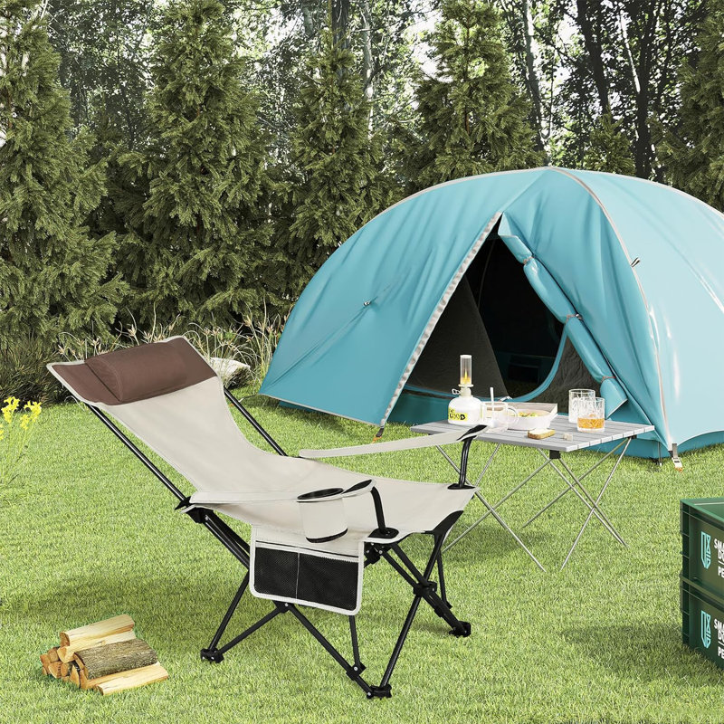 Mineo Folding Camping Chair, White/Brown