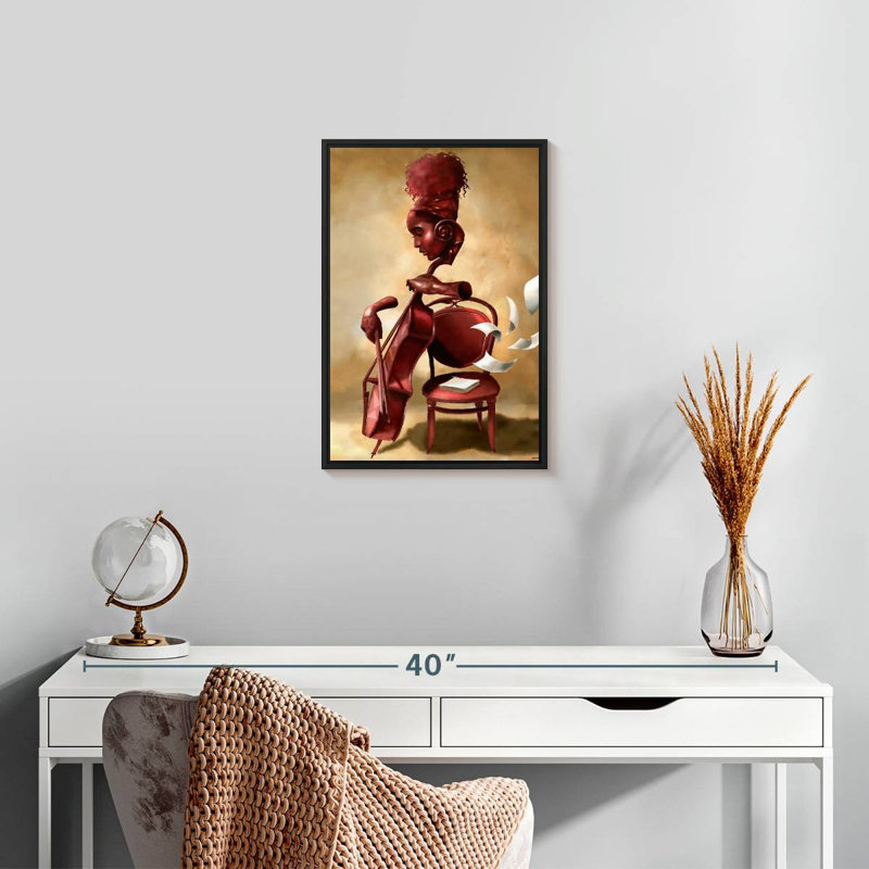 The Solo Cellist, 13" x 19", Floating Frame Black