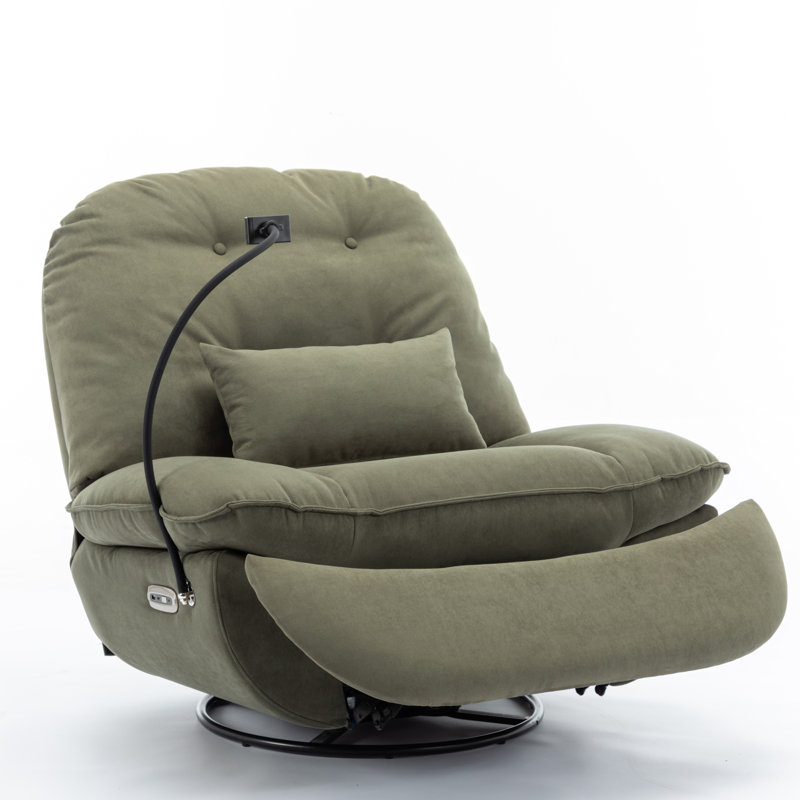 Rhowyn Power Ergonomic Recliner 360 Degree Swivel Glider Sofa, Green 100% Polyester