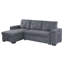 Canapé-lit modulaire réversible en tissu tissé gris l 95 po avec porte-gobelet de rangement et poches-2088817377-2088817379