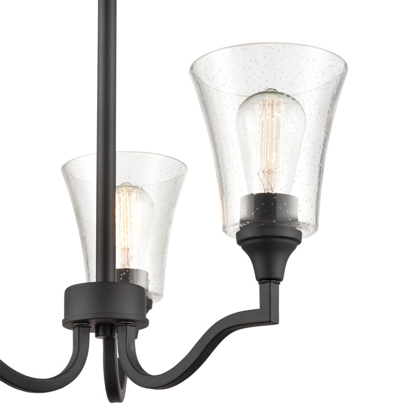 Lustre traditionnel unique à 3 lumières Fortenberry, Noir mat