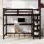 Lit mezzanine avec tablettes de rangement et bureau sous le lit-364790944-364790949