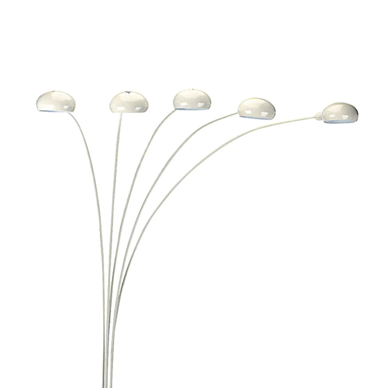 84" Tall Metal Floor Lamp With White Finish And 5 Adjustable Arch Arms, White, White