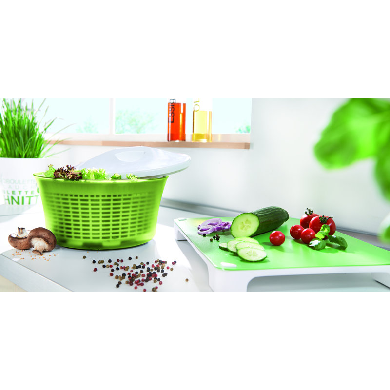 Leifheit Comfortline Signature Salad Spinner – Ergonomic Left/Right-Handed Spin, Non-Slip Base, Fast Gentle Drying, Multi-Use Bowl for Serving, Durable Hygienic White Plastic Design
