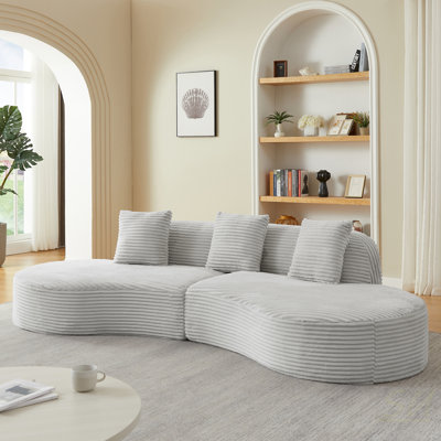 Jeenarine Boneless Curved Corduroy Upholstered Sectional Sofa with Pillows