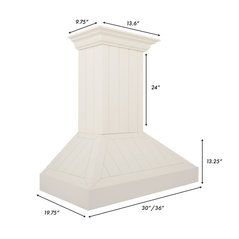 Cottage White 30" Wall Mounted Stainless Steel Range Hood