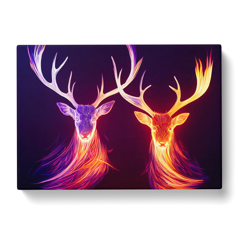 Magical Stags Abstract - Wrapped Canvas, 50cm H x 76cm W x 3cm D