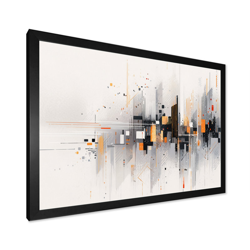 " Gray Symmetrical Meets ", 24" H x 32" W x 1" D, Black Picture Framed