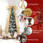 6-Foot Pre-Lit Flocked Christmas Tree with Urn Pot Base, Pinecones & Gold Ribbon Bow