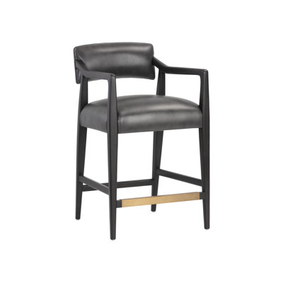 KEAGAN COUNTER STOOL - SALOON LIGHT GREY LEATHER