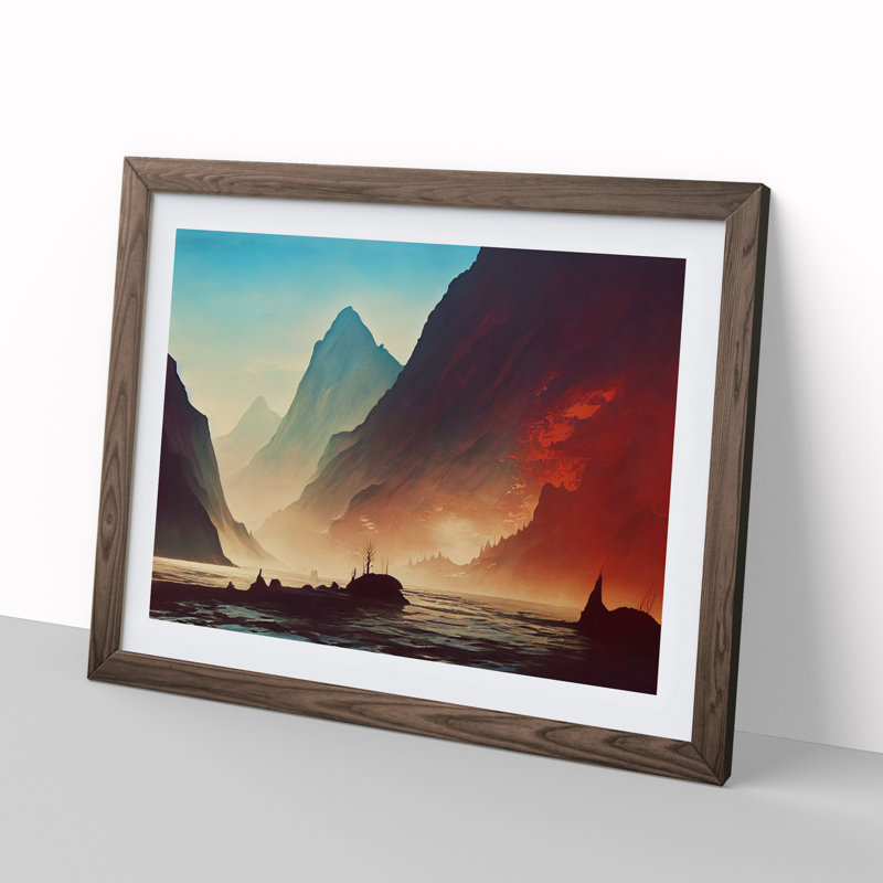 Mountain River Vol.2 - Framed Print, 34cm H x 46cm W x 2cm D, Brown Framed