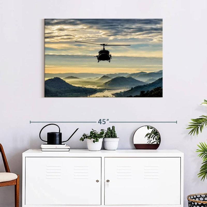Mehar Helicopter Over Valley, 24" H x 36" W