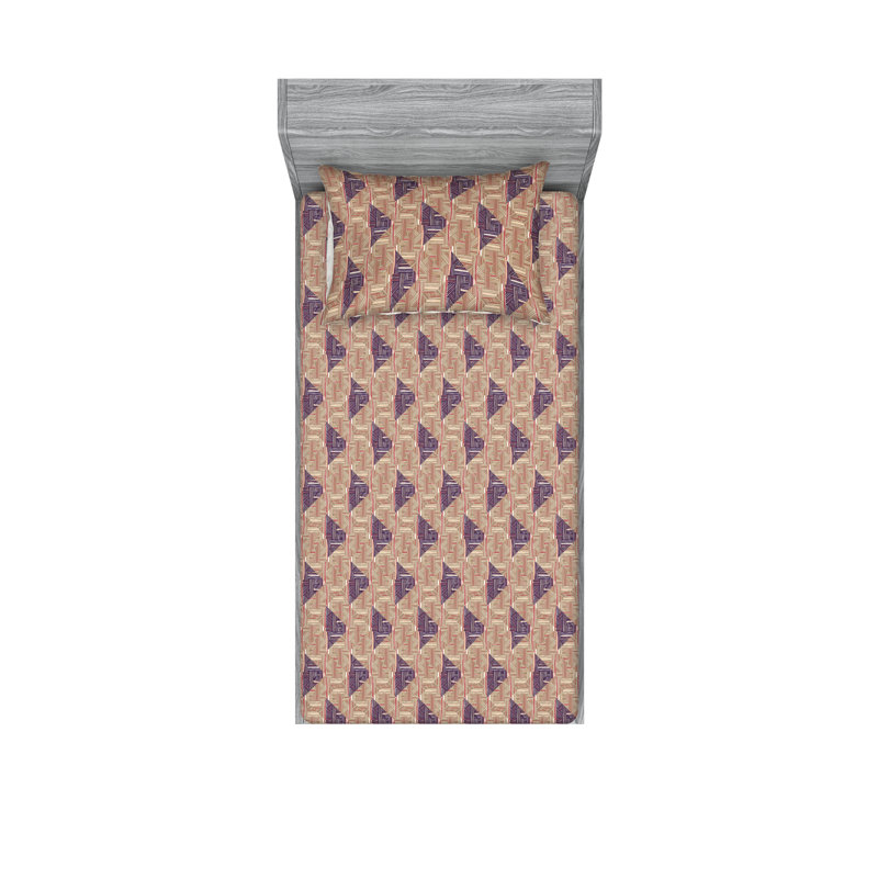 Drap-housse et taies décoratives 3 pièces Ambesonne, Ensemble de draps pour lit simple avec 1 taie d'or