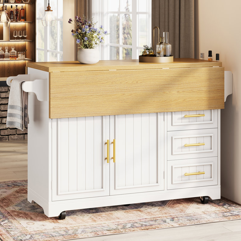 143 cm W Kitchen Island, White