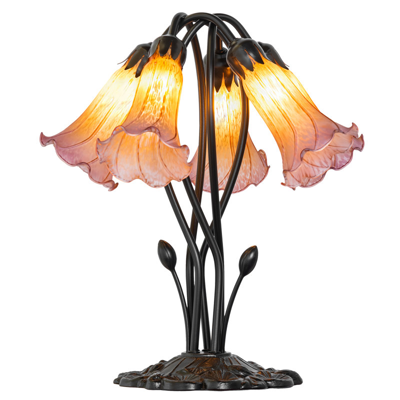 Lampe de table 16 lumières Tiffany Pond, Mauve / ambre, Unipolaire
