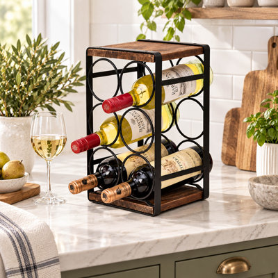 6 - Bottle Wine Bottle Rack in Black