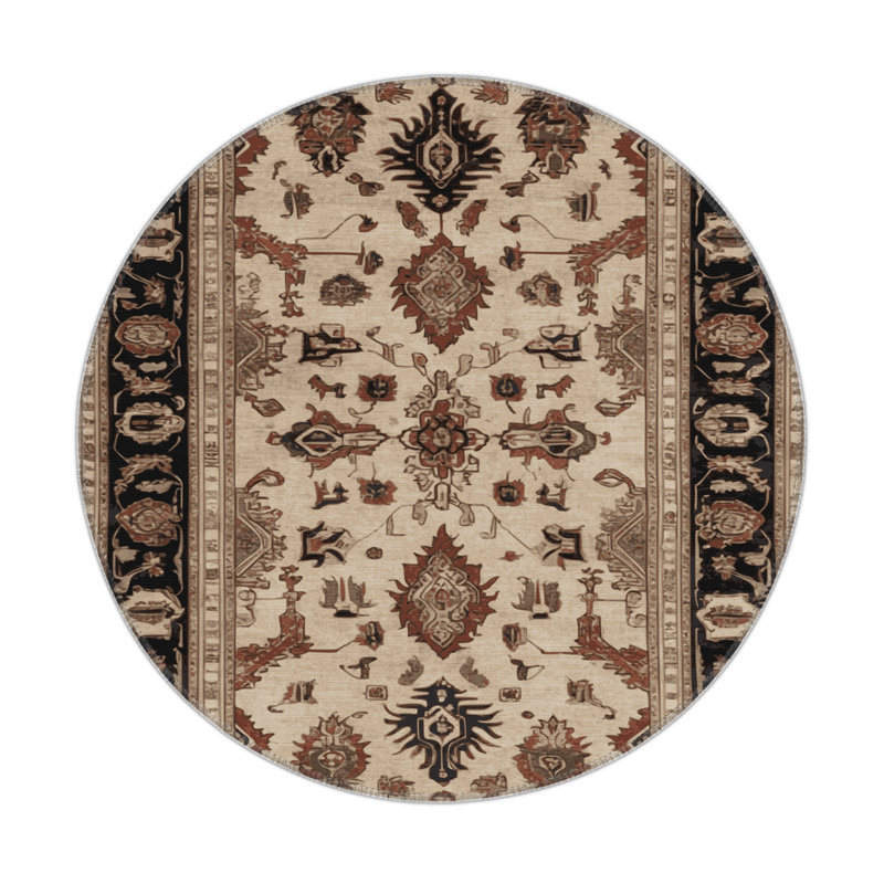 Tapis d'intérieur et d'extérieur brun Persian, Rond 5 pi