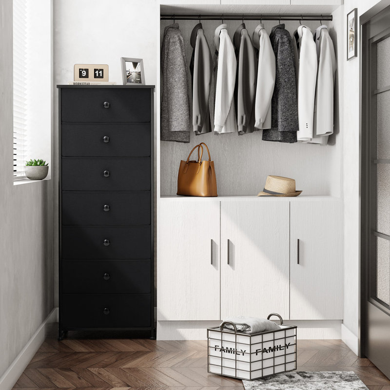 Commode 7 tiroirs l 19,69 po Caelyn, noir, Noir