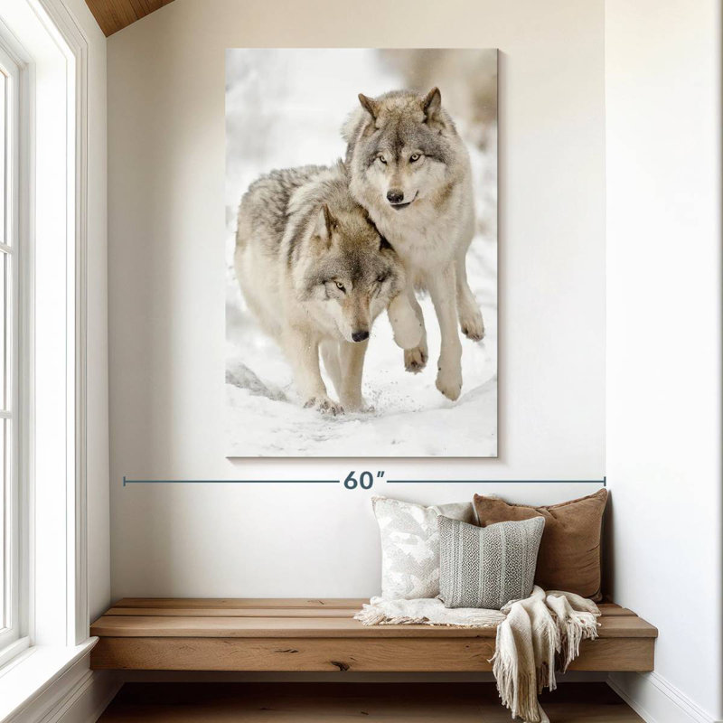 Brampt Playful Gray Wolves, 51" H x 34" W