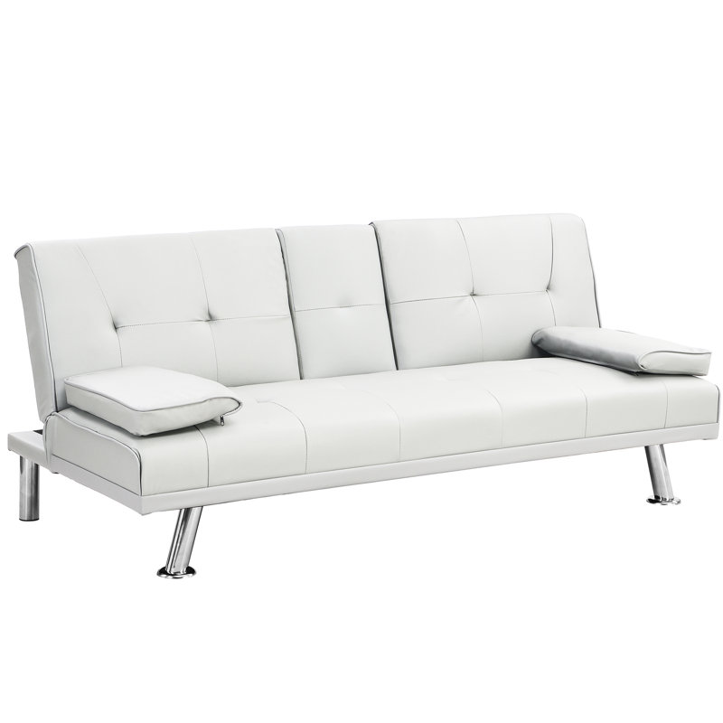 Bed With Armrest, Cover, Stainless Leg, 2, Package Height, Functional For Different Rooms Leather Futon Bed, Stable Base Security