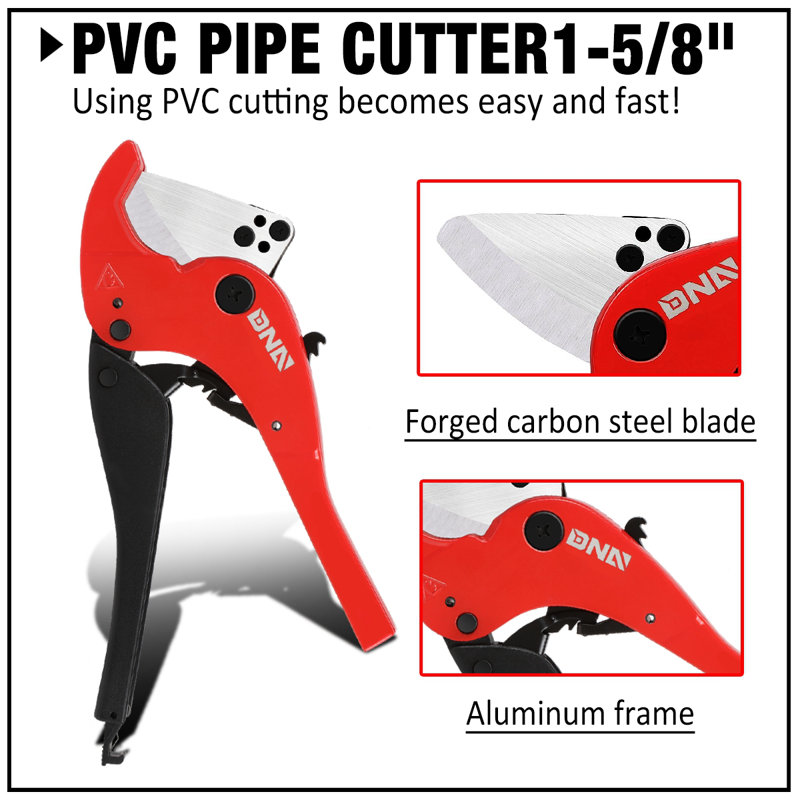 Couteau à cliquet à levier élevé, 1/8 à 7/8 pouces, coupe-tuyau en PVC avec pales en acier inoxydable