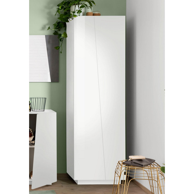 Biebel 2 Door Manufactured Wood Wardrobe, Glossy White