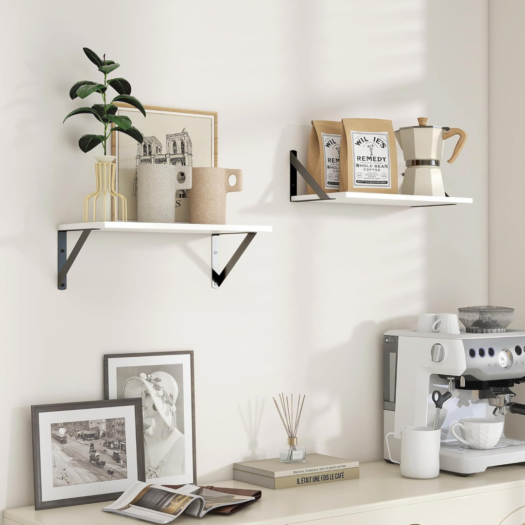2 Pack 40cm Floating Wall Shelves with Metal Brackets