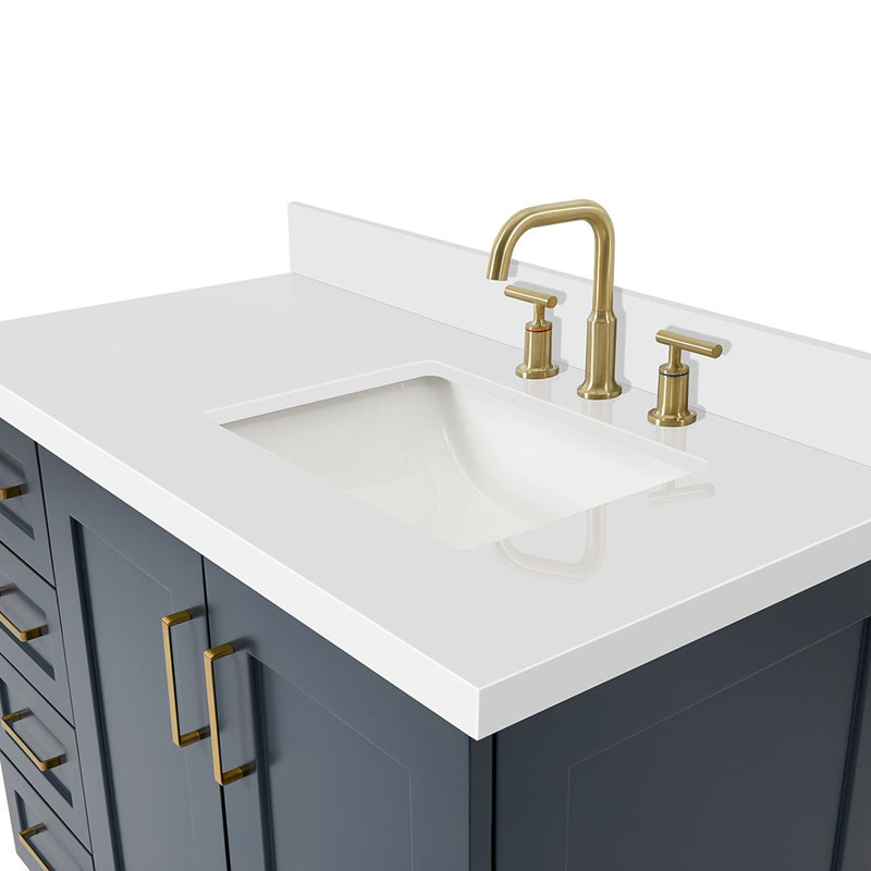43 IN.  Single Bathroom Vanity, Midnight Blue, Rectangular, Right 