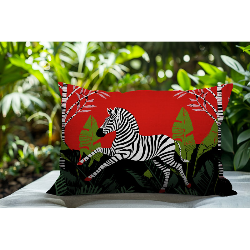 Oreiller rectangulaire intérieur / extérieur Asty, Rouge, Rectangulaire H 18 po x l 25 po