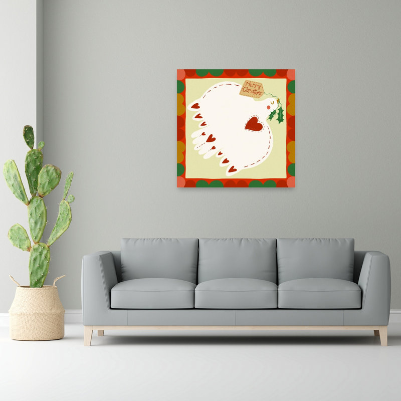 Merry Christmas Dove Contemporary Bird Winter Wall Art Print 1 Piece Wrapped Canvas Wall Art, 121.92cm H x 121.92cm W