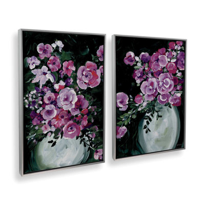 «Evening Bouquet Elegance», ensemble de 2 impressions sur toile