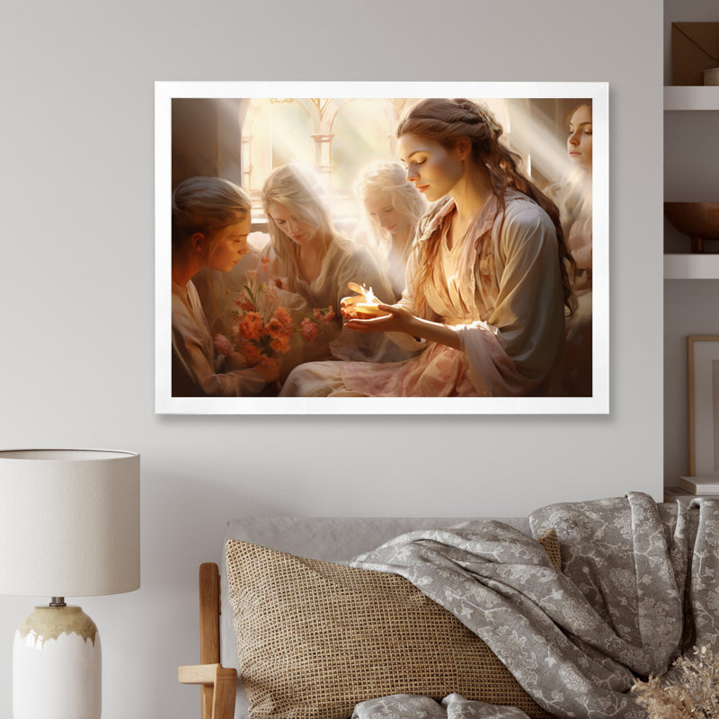 Folk Religion Miracles Embrace - impression, H 12 po x l 20 po x P 1 po, Cadre simple blanc