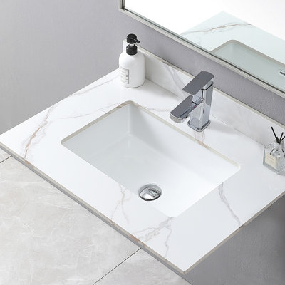 Dessus de meuble-lavabo et dosseret en pierre dorés de 31 po - 31 po avec ajout de luxe fritté