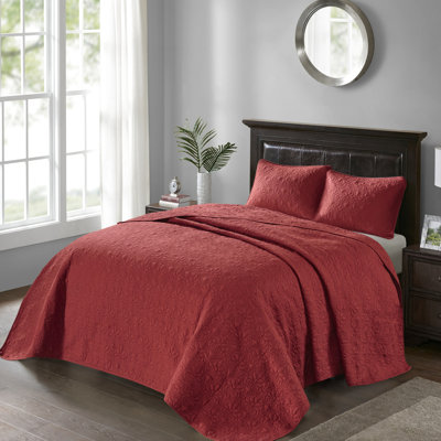 Couvre-lit réversible très grand rouge - rembourrage 90% coton, 2 taies décoratives classiques, protection pour un environnement de sommeil hygiénique, propreté du revêtement