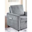 Élégant fauteuil en velours côtelé gris avec méridienne coulissante et poche latérale pour le balcon - une option confortable