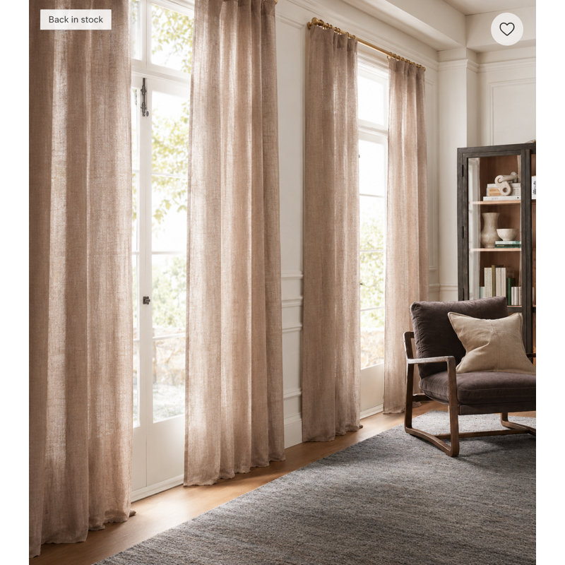 Belana Semi Sheer Curtain Single Panel, 54" x 108", Mocha