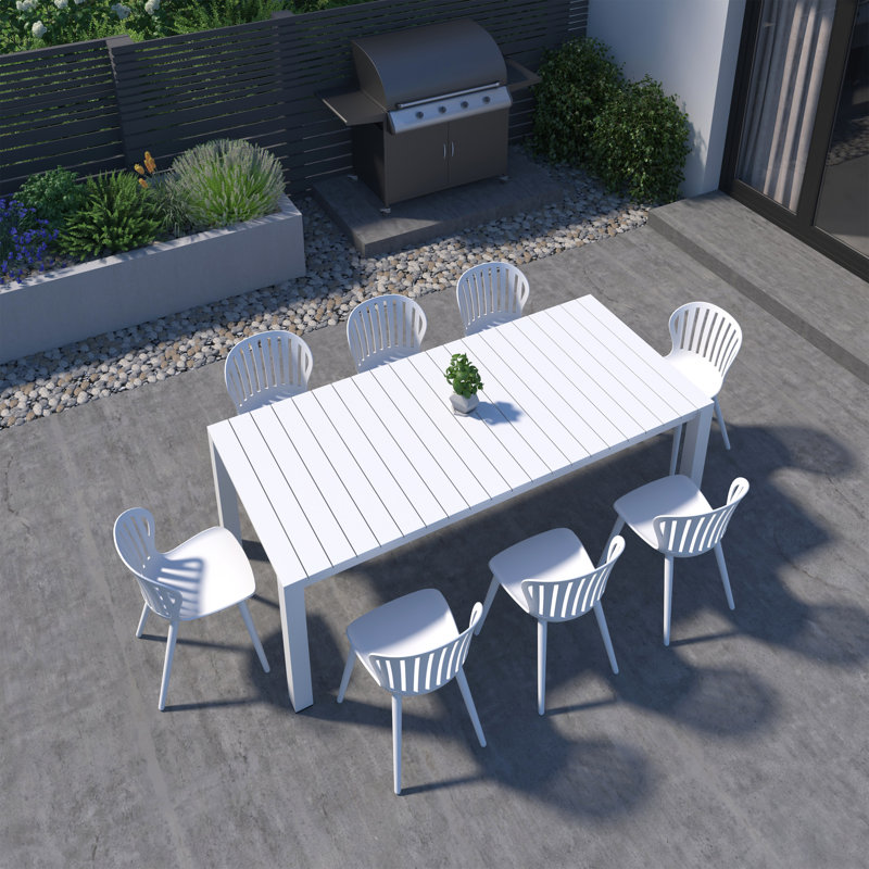 Amazonia Pether Outdoor Patio Aluminum And Resin Dining Set, 8