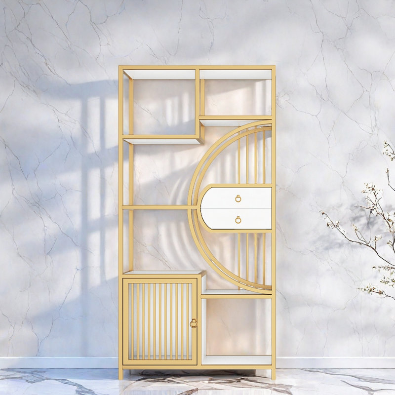 Janitzy, Gold/White, (7 Shelves) 78.7"H x 39.3"W x 11.8"D