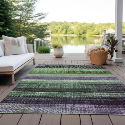 Machine Washable Indoor/Outdoor Xhevrie Purple Rug
