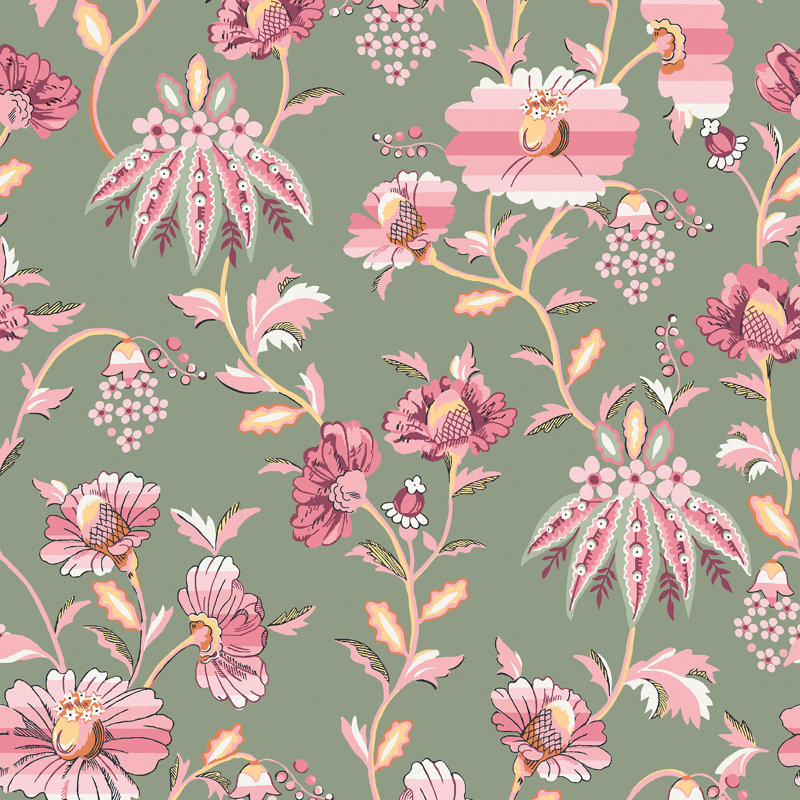 Cath Kidston Friendship Garden Floral Wallpaper, Green