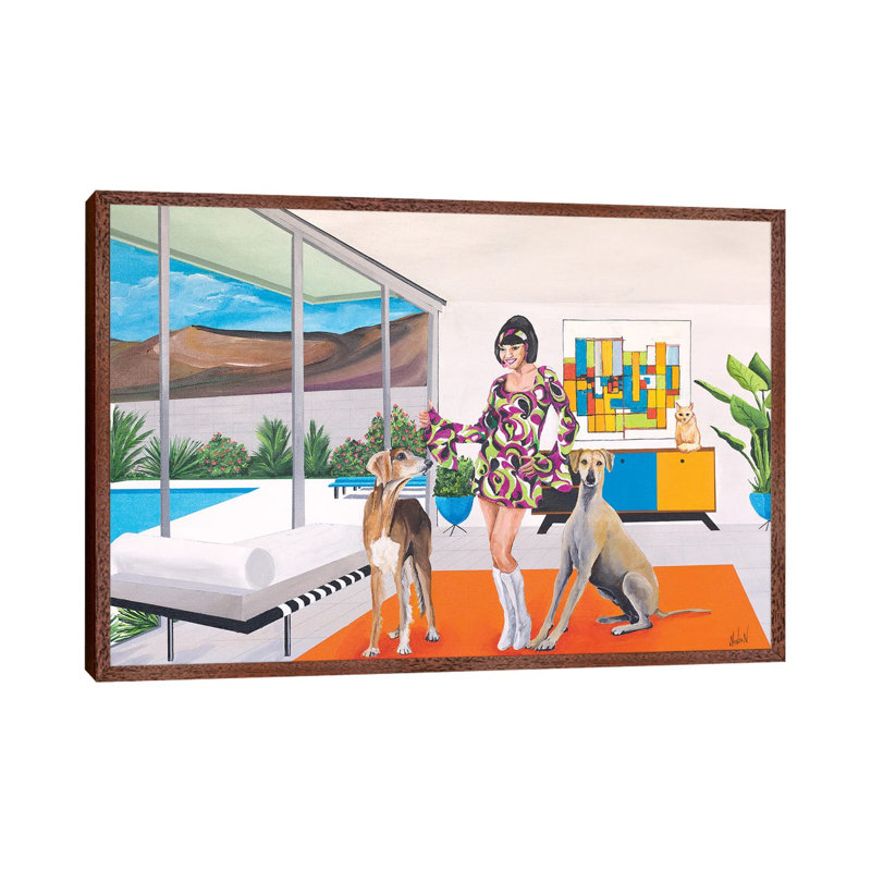 Debbie Does Disco - Print on Canvas, 66.04 cm H x 45.72 cm W, Classic Brown Wood Framed
