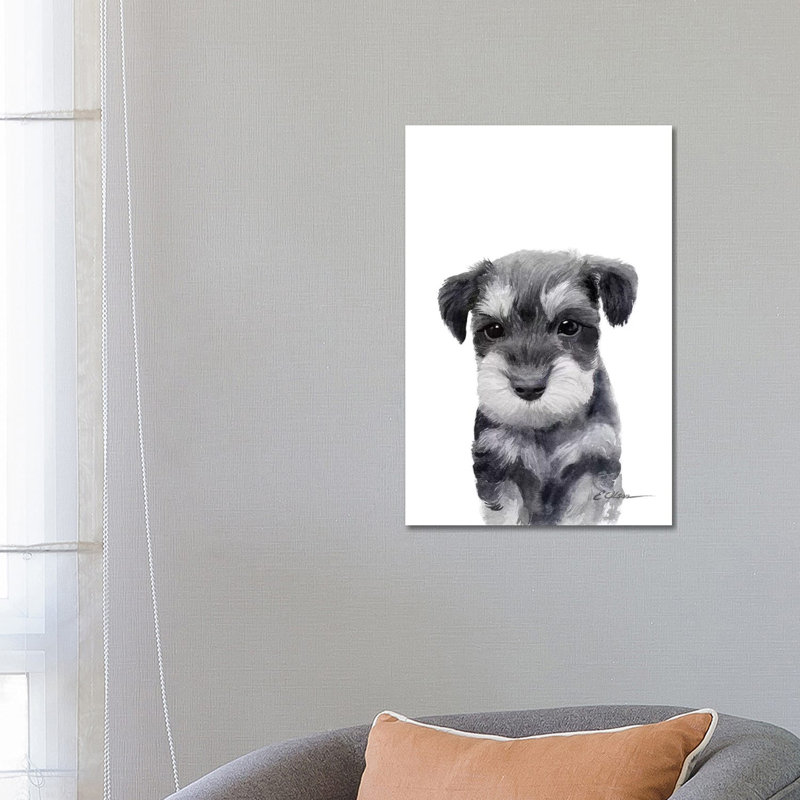 Miniature Schnauzer Puppy - Wrapped Canvas Painting, 66.04 cm H x 45.72 cm W