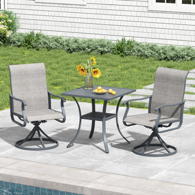 Ensemble de salle à manger de patio 3 pièces avec chaises pivotantes