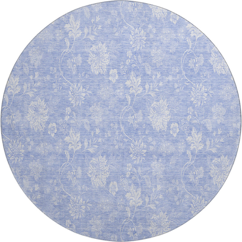 Premium Machine Washable Prisco Sky Rug, Round 8'