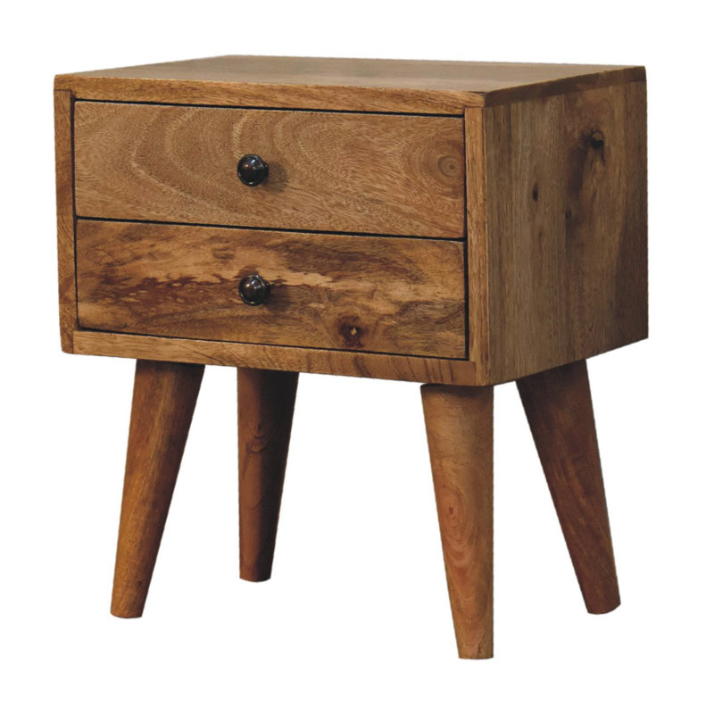 Chapmanville 35cm W Solid Wood Bedside Table, Oak-ish