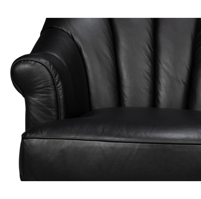 Scoth Swivel Armchair, Black Genuine Leather