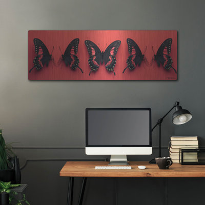 Black And Red Butterflies' by Momart Metal Wall Art