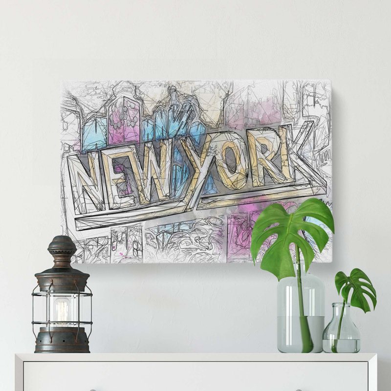 New York City Graffiti In Abstract - Wrapped Canvas Print, 35cm H x 50cm W x 3cm D