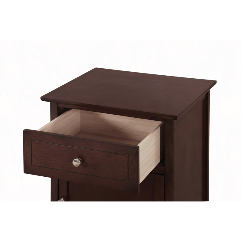 Nightstand, Drawer With 1 Door Nightstand, Beige
